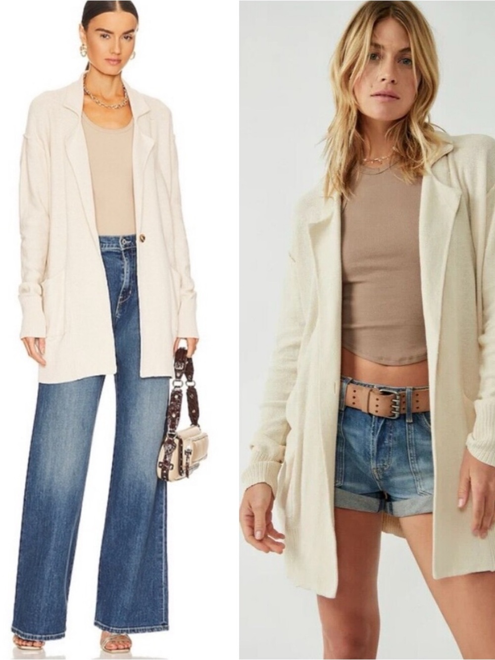 BOGO! Free People Desert Blazer Cardigan Natural Cream Oversized Size XS
